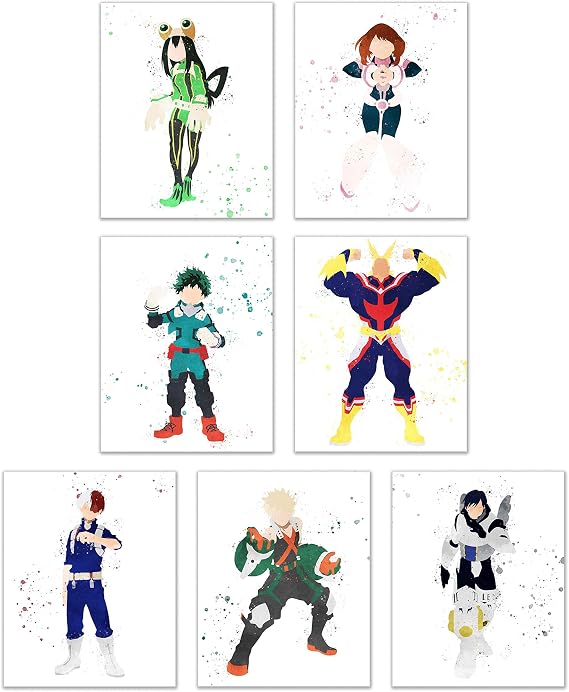BigWig Prints My Hero Academia Posters, Deku and Bakugo, Set of 7, 8x10 in