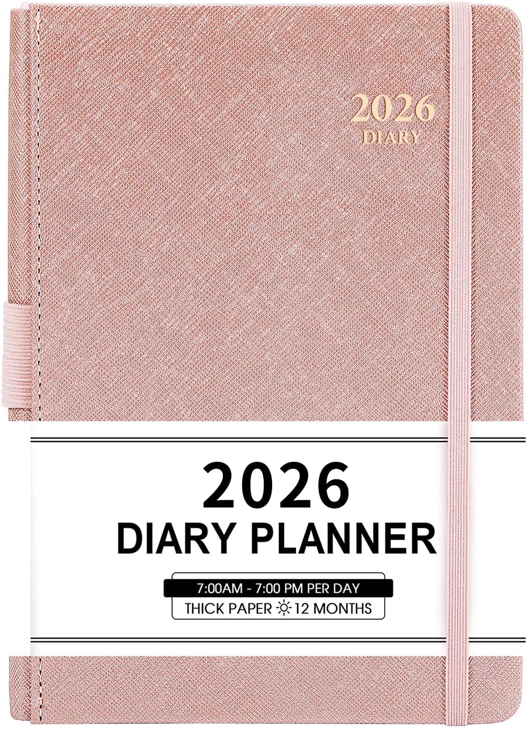 Diary 2026 - A5 Page a Day Diary 2026 from Jan. 2026 to Dec. 2026, with Monthly Tabs, Inner Pocket, Banded, 14.5 X 21 cm