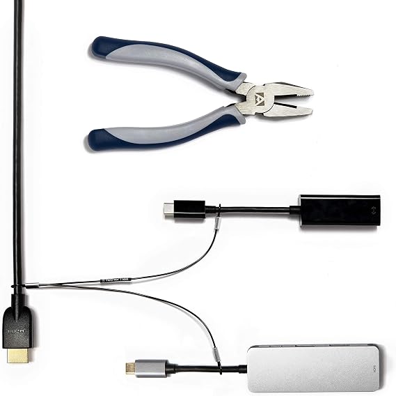 Multi-Adapter Cable Tethers Kit - Black Nylon Coated Stainless Steel Wire Tether Cable - Secures Up to 2 Computer Peripherals - Easy Installation - Free Crimping Tool