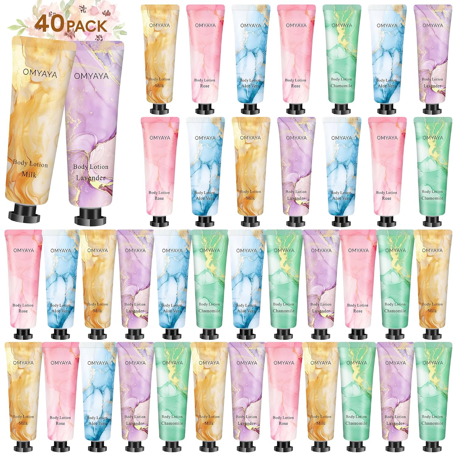 Body Lotion 40 Pack, Travel Size Mini Lotion, Bulk Gift Set for Women, Moisturizing Lotions 20ml40, Birthday Holiday Gifts,Christmas Stocking Stuffers
