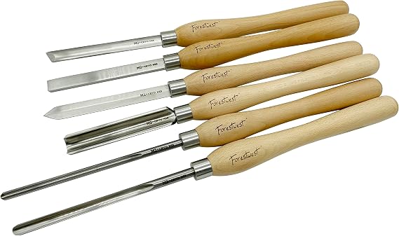 FORESTWEST 10930, HSS Woodturning Tools Set 6 PCS for Lathe, Easy Woodturning Lathe Chisel Set
