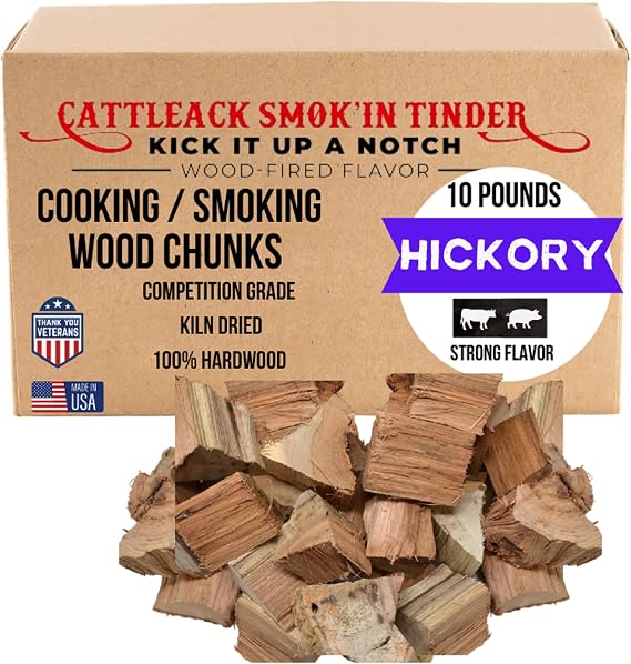 Hickory Wood Chunks 10 lb for Smoking & Grilling