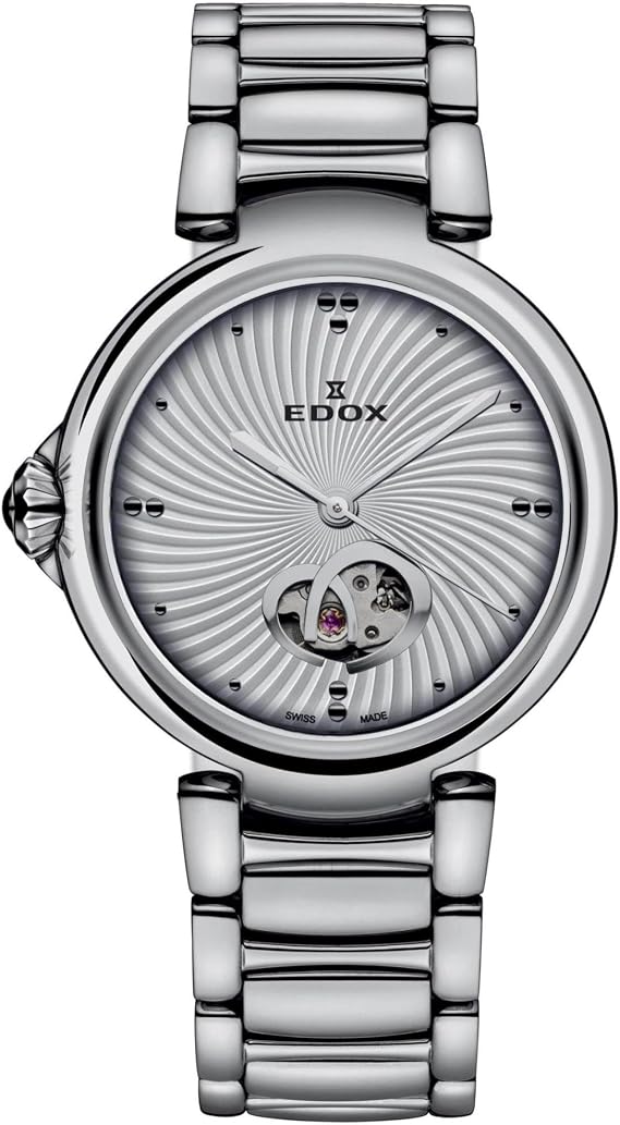 Edox Women's La Passion 33mm Steel Bracelet & Case Automatic Silver-Tone Dial Analog Watch 85025 3M AIN