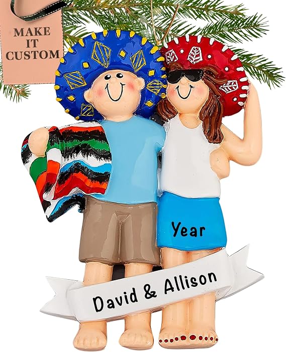 Personalized Mexico Ornament 2026 for Honeymooners, Vacation Souvenir