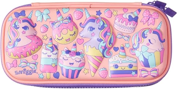Smiggle Cool Hardtop Pencil Cases with Embossed Detailing - Unicorn