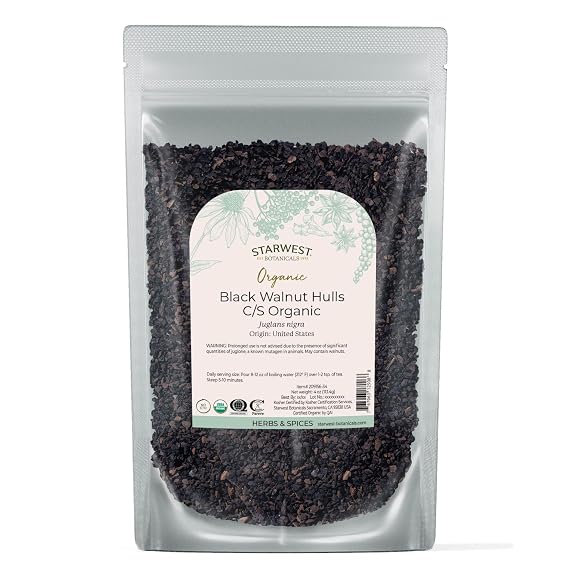 Starwest Botanicals Organic Black Walnut Hull, Cut & Sifted - 4 oz Pouch