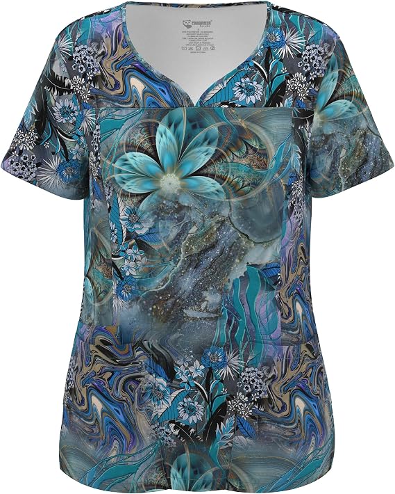 Stretch V-Neck Nursing Scrubs Top Moisture-Wicking & Odor-Control Durable Medical Uniform for Hospitals & Clinics