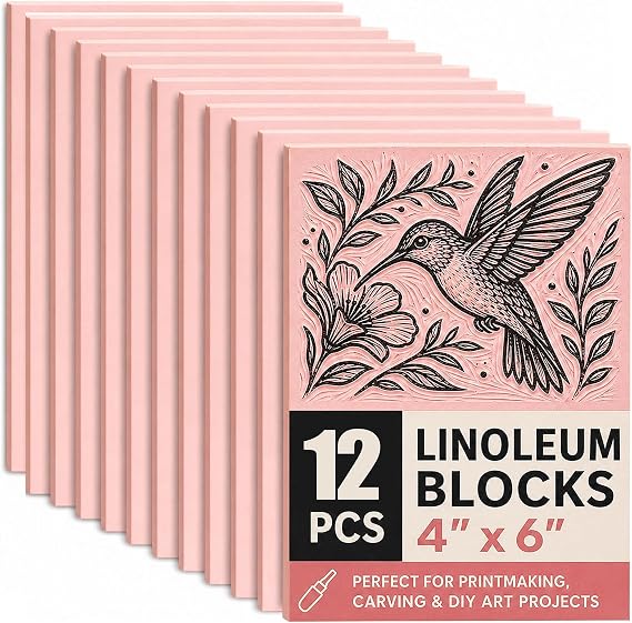 Bobblebro 12 PCS 4"x6" Soft Linoleum Blocks for Printmaking & Stamp Making