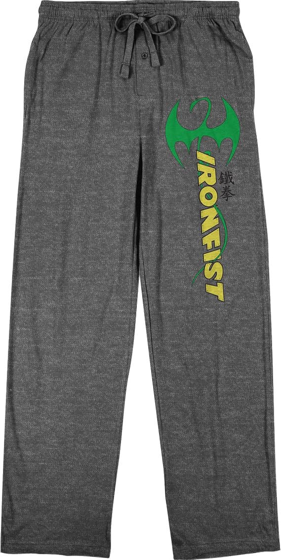 Marvel Universe Iron Fist Dragon Logo Men's Graphite Heather Sleep Pajama Pants