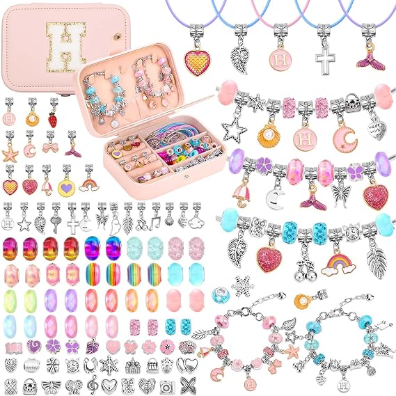 Billbotk Cute Bracelet Making Kit with Bracelet Box Charm Beads Pendants for Jewelry Making Craft Kit for Gifts