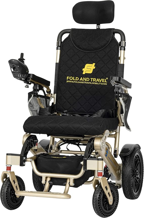 Auto Recline Foldable Electric Wheelchair for Adults and Seniors Power Wheelchair (Black)