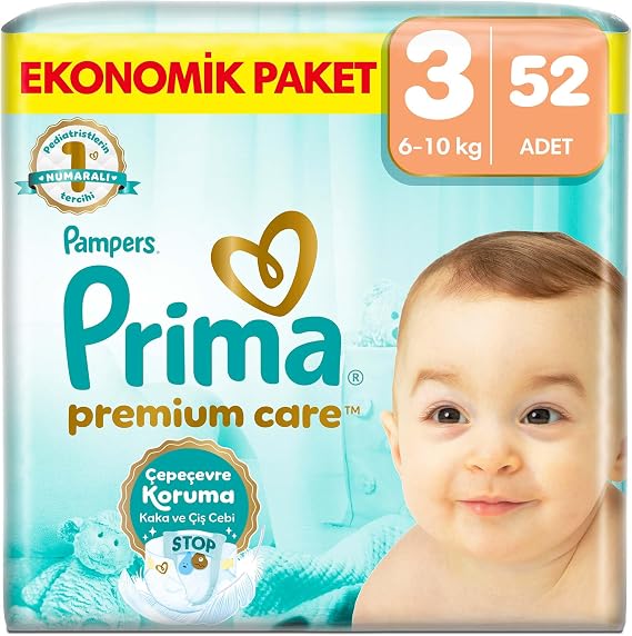 Prima Baby Diaper Premium Care Size 3 52 Pieces Midi Jumbo Package