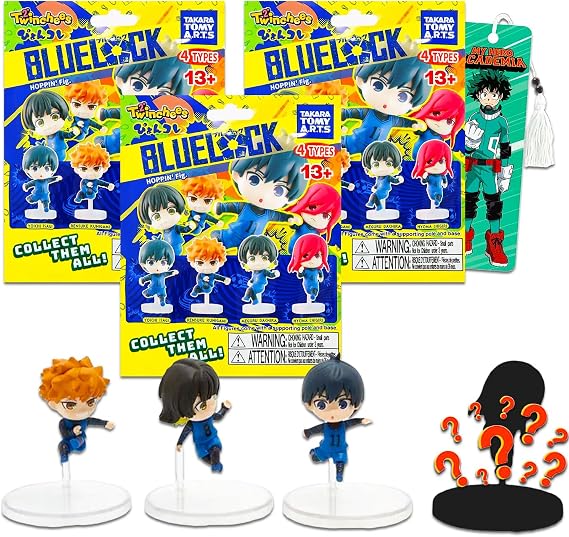 Blue Rock Minifigure Blind Bag Set - 3 Pack Blue Rock Mystery Collectible Figures in Blind Bag Bundle Rabbit, Beel, Tongue and More Bookmarks | Blue Rock Party Supplies