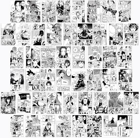 WOONKIT Anime Posters Pack - 50PCS 4X6 INCH MHA Anime Wall Collage Kit for Bedroom Wall, Dorm Decor, Teen Room Aesthetic