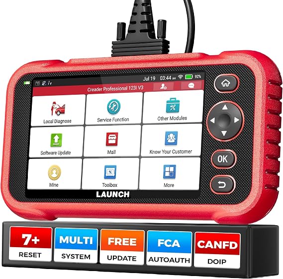 LAUNCH OBD2 Scanner CRP123I V3.0 Elite, 2026 Lifetime Free WiFi Update Scan Tool, FCA SGW, CANFD&DoIP, SAS/Throttle/Brake/BMS/DPF/Oil/ABS Service Multi Systems Car Scanner, Battery Test, Auto VIN | FCA SGW, CANFD&DoIP, Oil/SAS/Throttle/Brake/BMS/DPF/ABS Service Multi Systems Scan Tool, Battery Test, Auto VIN,Live Data