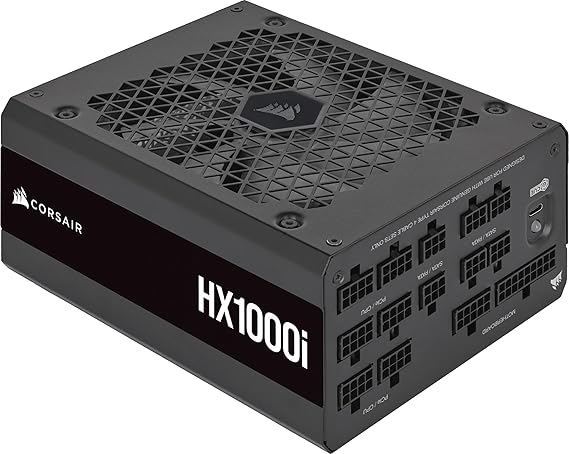 Corsair HX1000i Full Modular Ultra Low Noise ATX Power Supply - ATX 3.0 and PCIe 5.0 Compatible - Liquid Dynamic Bearing Fan - CORSAIR iCUE Software Compatible - 80 Plus Platinum Efficiency - Black