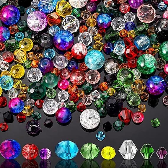 Crystal Glass Beads, 1300 PCS Faceted Rondelle, Round Holes, Bicone, 12 Colors, DIY Craft Bracelets, Necklace, Jewelry Making(3/4/6/8mm)
