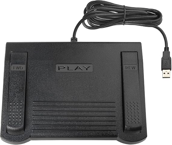 ECS | Advanced 3 Button Programmable Foot Pedal - Court Reporting, Transcription, Dictation, Pathology, Radiology, Ultrasound, Dental, Page Turner, Call Center, Photo/Video Editing