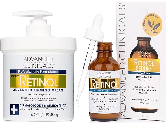 Advanced Clinicals Retinol Anti-Aging Face Serum + Retinol Advanced Firming Cream Set