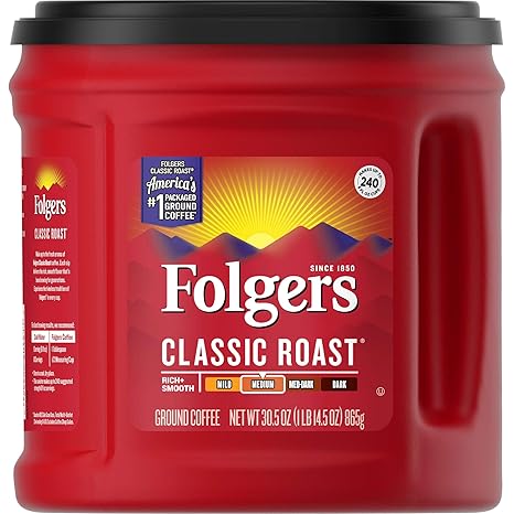 Folgers Classic Roast Medium Roast Ground Coffee, 30.5 Ounces