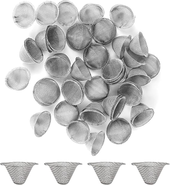 40pcs Reusable Stainless Steel Pipe Screens with Adjustable Mesh