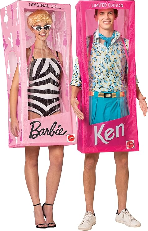 Rasta Imposta Vintage Barbie & Ken Empty Boxes Only Couples Costume (Costumes Sold Separately) Cosplay Party Dress Up Doll Costumes, Adult One Size