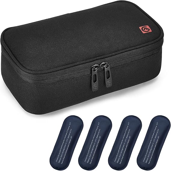 ALLCAMP Insulin Travel Cooler Case, Large Capacity, 4 Ice Packs, Black