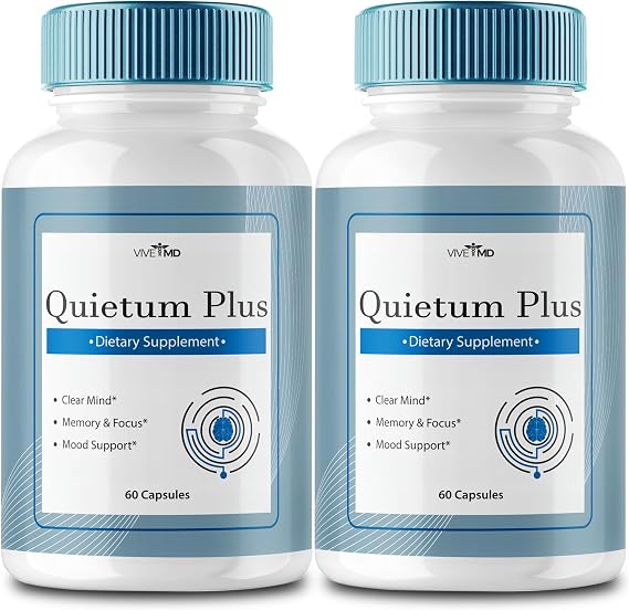 VIVE MD Quietum Plus Tinnitus Relief for Ringing Ears - Rapid Ear Ringing Relief, Clear Tinnitus, and Holistic Tinnitus Treatment with 60 Capsules per Bottle (2 Pack)