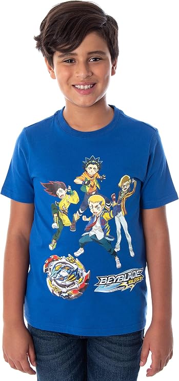 Beyblade Burst Boys' Valt Aoi Dante Koryu Arman Kusaba Fumiya Kindo and Ace Dragon T-Shirt Tee