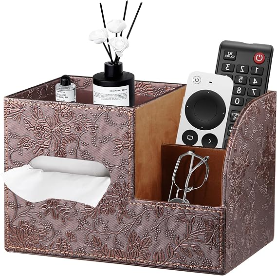 YAPISHI Tissue Box Cover Square,Cube Tissue Box Holder with Storage Tray