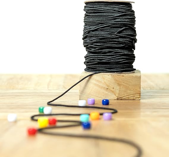 Luxury Jewelry Craft, 2mm Elastic Cord for Bracelets Necklaces, 72+ Yds Black Elastic String Stretchy Cord for Jewelry Making Beading - Round Stretch String for Sewing Crafting