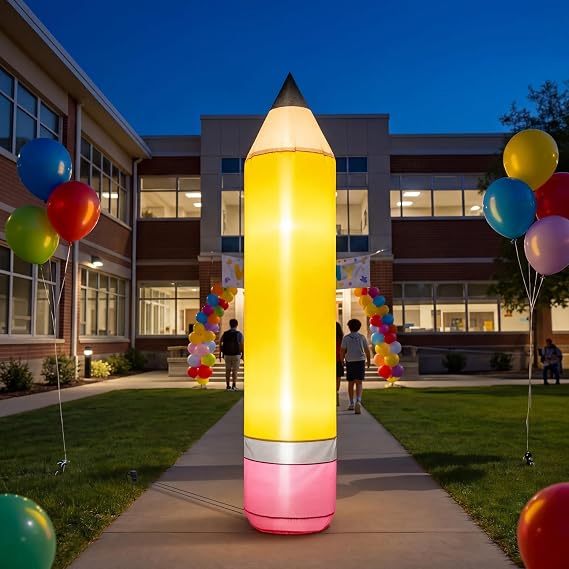 Shappy 6ft Inflatable Pencil Giant Jumbo Lighted Back to School Inflatable Large LED Pencil Blow up Outdoor Decor for Welcome Back to Preschool Kindergarten Elementary Yard Garden Decor Photo Props