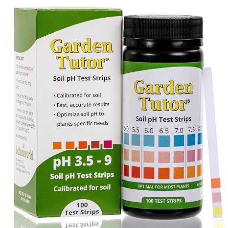Garden Tutor Soil pH Test Kit 100 Strips with AI-Powered Web Reader Accurate Testing for Lawn, Garden & Compost pH 3.59