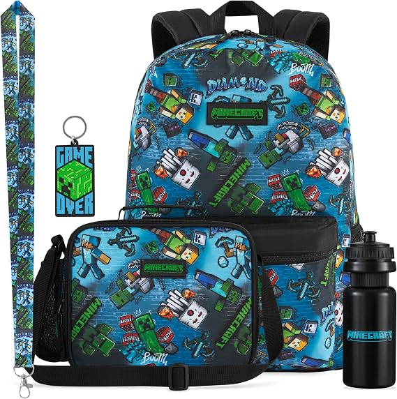 Get Trend Minecraft Boys Large Backpack 46cm, 5 Piece Set