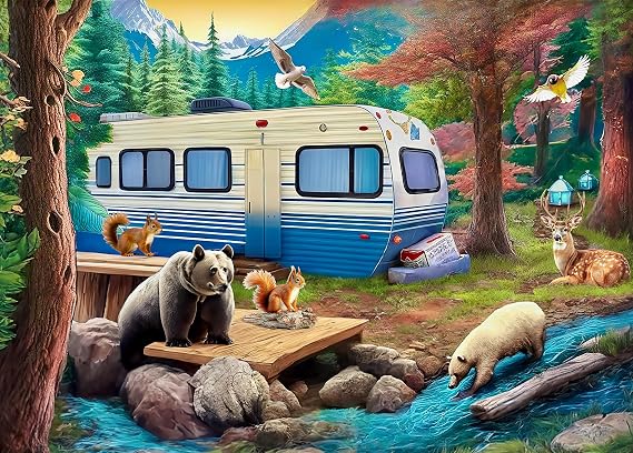 300 Pieces Puzzles for Adults - Jigsaw Puzzles for Kids - Forest Bear Adventure