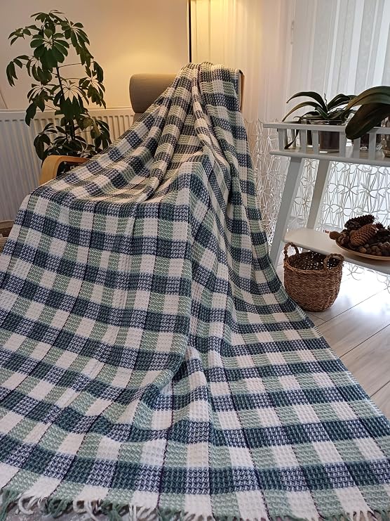Scotch Blanket Double Cotton Scotch Blanket (Green-White) Valentine's Day Gift