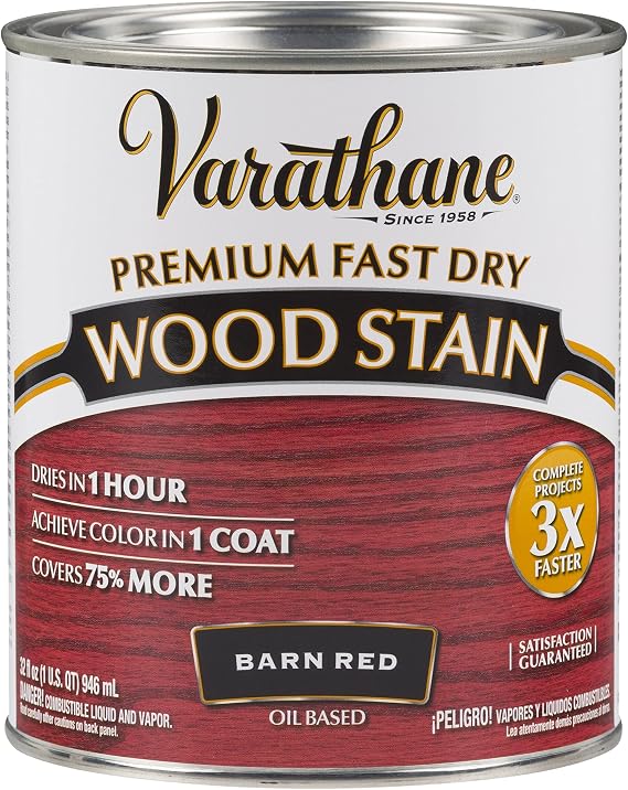 Premium Fast Dry Wood Stain, Quart, Barn Red - New