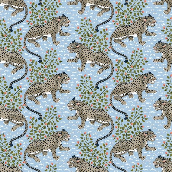 PrintFresh Light Blue Bagheera Peel and Stick Wallpaper