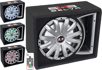 BELVA BLB112LED Single 12-inch 750W Loaded Ported Car Subwoofer with Multi-Color LED and Remote