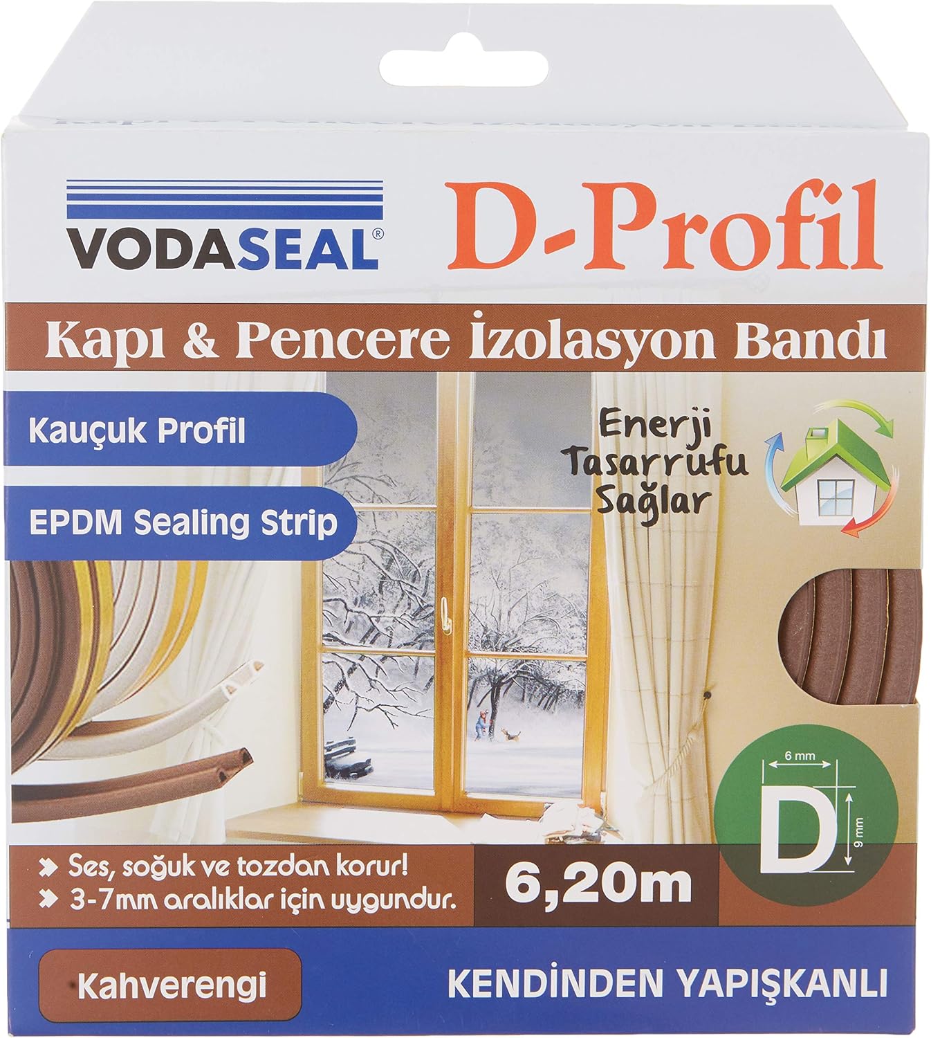 Vodaseal 53.01.050 Kapı Pencere İzolasyon Bandı, Kendinden Yapışkanlı, Kahve