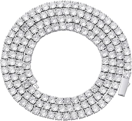 TOPGRILLZ Tennis Necklace for Women Choker Necklace Tennis Chain for Men Diamond 14K Gold Plated Iced out 1 Row 3/4/5/6mm Cubic Zirconia