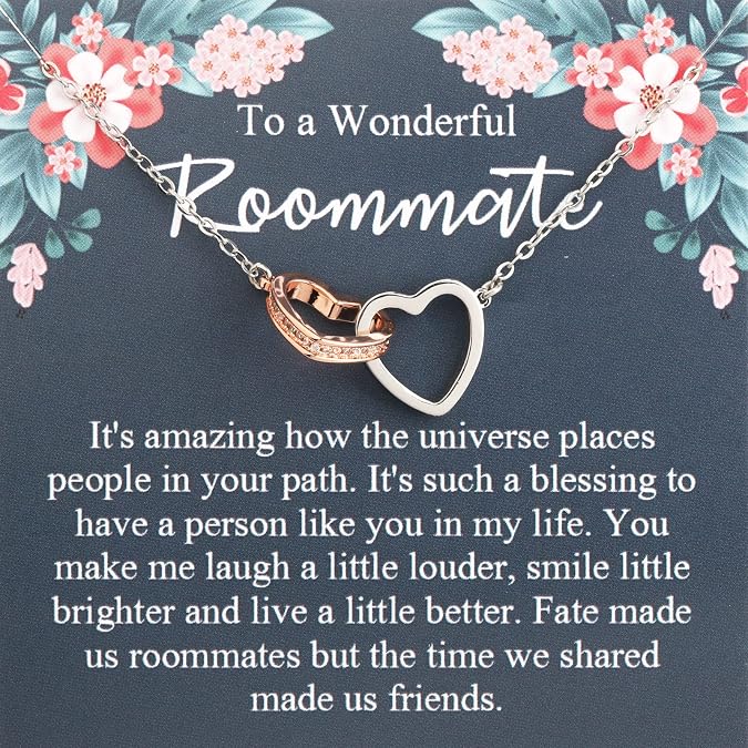 MYOSPARK Roommate Necklace Gift Message Card Jewelry Dorm Mate Gift Graduation Gifts for Roommate