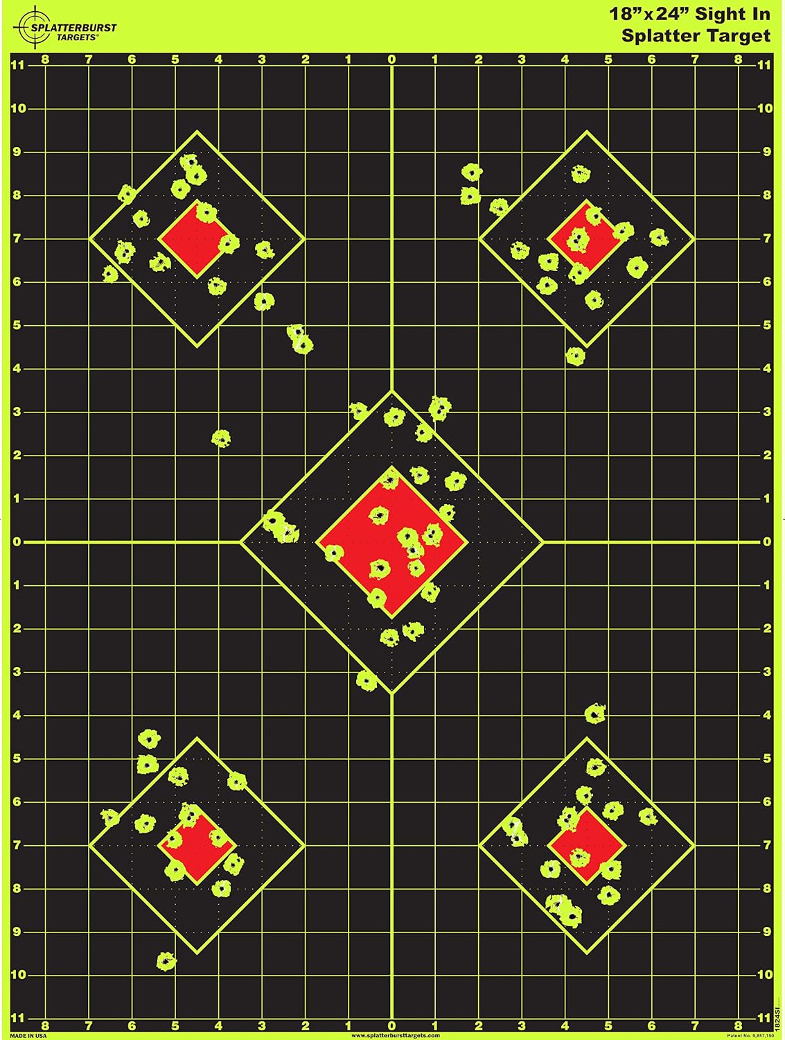 Splatterburst Targets - 18 x 24 inch - Sight in Splatter Target - Easily See Your Shots Burst Bright Fluorescent Yellow Upon Impact - Made in USA