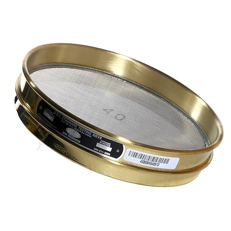 Advantech Brass Test Sieves with Stainless Steel Wire Cloth Mesh, 8" Diameter, #40 Mesh, Full Height