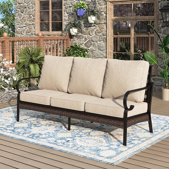 MIXPATIO, Outdoor Sectional Sofa Set, Steel Frame, Beige