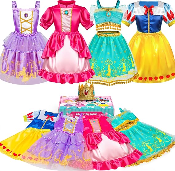 Princess Dress Up Clothes, Princess Dress Up Costume Set for Kids Girls 3-6