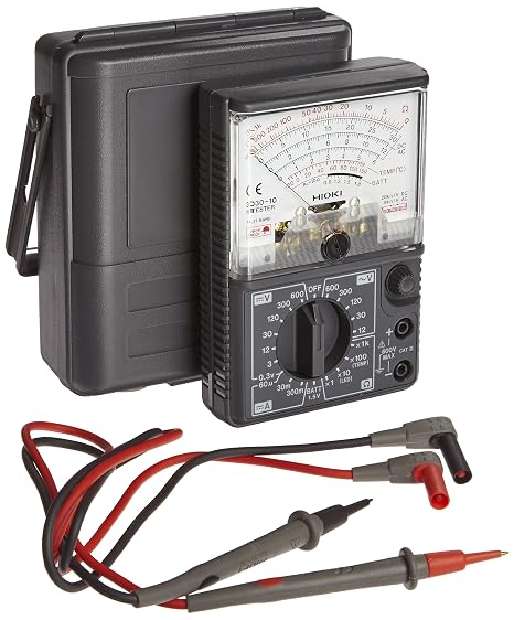 Hioki 3030-10 HiTester Manual-Ranging, Average-Sensing Analog Multimeter, 600V, 3 Kilohms, 300 Milliamp