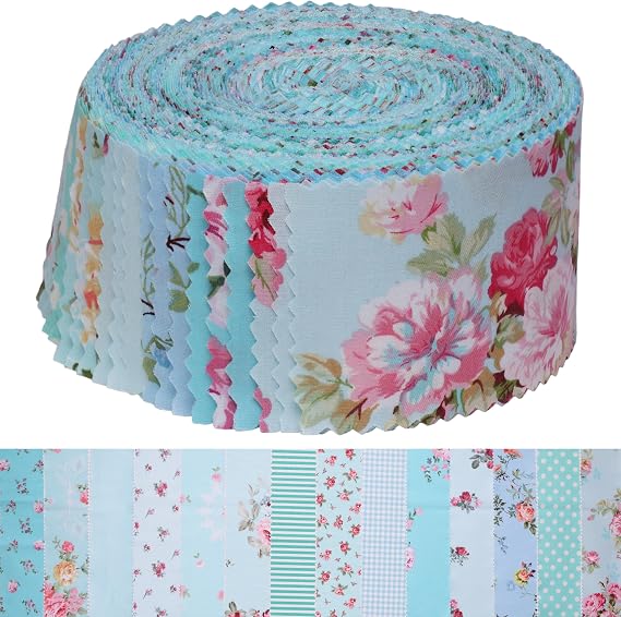 Nodsaw Jelly Roll Fabric Strips for Quilting, Crafting, and Sewing, 42 Strip 2.5x44 inch Classic Vintage Floral Soft Cotton Fabric Jelly Rolls for Blanket, Rug, Upholstery, Home Decor, and Crafts
