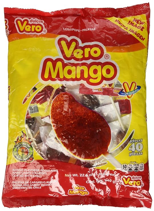 Vero Mango, Chili Covered Mango Flavored Lollipops, 40 Pieces