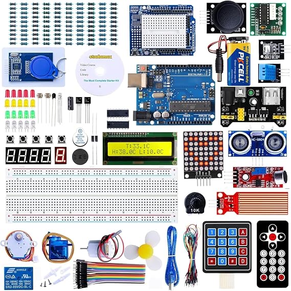 Uno R3 Kit Mega328 Tutorial | 40 in 1 Electronics Circuit Breadboard Engineering Kit for Kids and Engineers, 720P Video Courses and Online Technical Support for Beginners